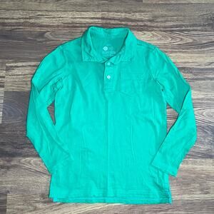Primary Brand Solid Green Long Sleeve Polo Shirt Youth 6/7